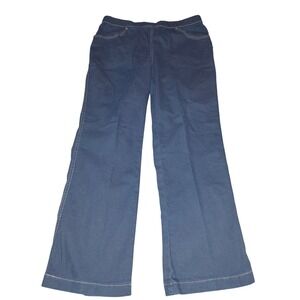Just My Size Womens 1XG Petite Blue Rinse Stretch Pull On Wide Leg Jeans